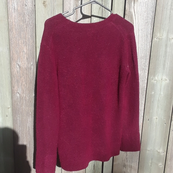 Size XS Banana Republic Maroon Burgundy V Neck Sweater Merino Wool Alpaca - Picture 6 of 15